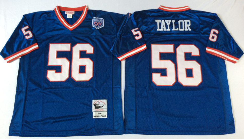 Men NFL New York Giants 56 Taylor blue Mitchell Ness jerseys